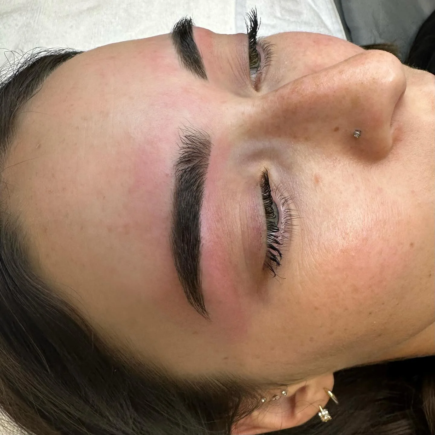 Defined, tinted brows after shaping