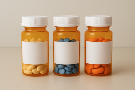 Prescription acne medications and bottles